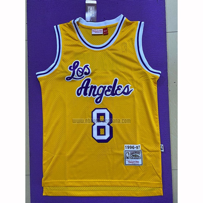Camiseta Los Angeles Lakers Kobe Bryant NO 8 Mitchell & Ness 1996-97 Amarillo